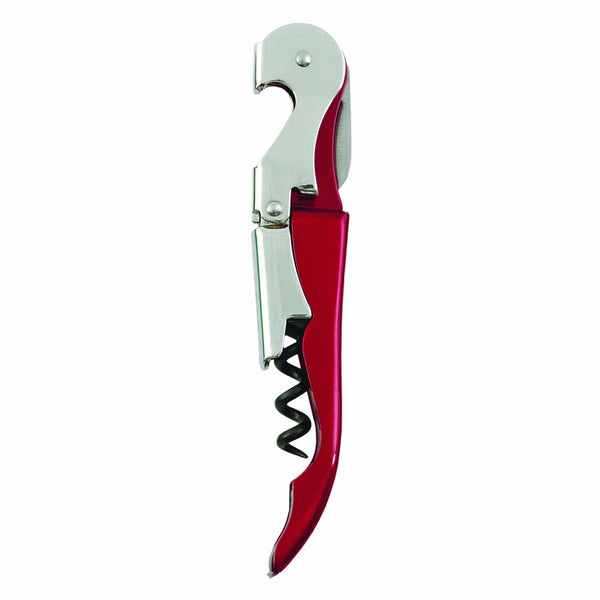 Truetap Metallic Red Double Hinged Waiter's Corkscrew by True