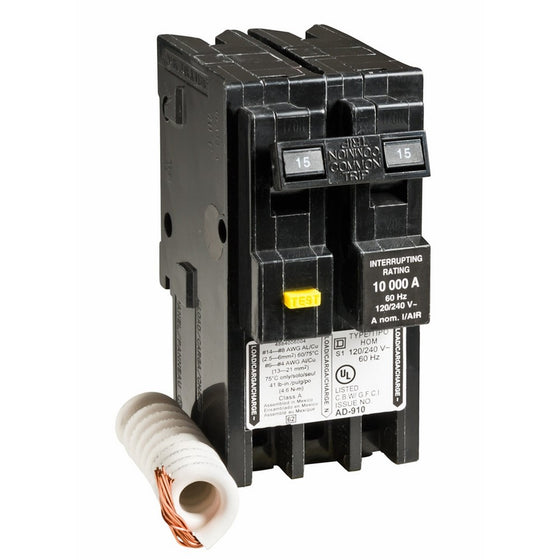 Square D by Schneider Electric HOM215GFI Homeline 15 Amp Two-Pole Gfci Circuit Breaker
