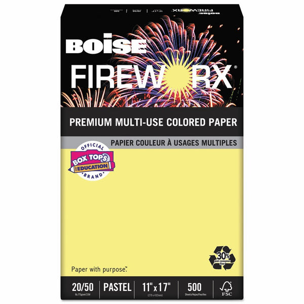 BOISE CASCADE FIREWORX Colored Paper, 20 lb., 11 x 17 Inches, Crackling Canary, 500 Sheets/Ream (CASMP2207CY)