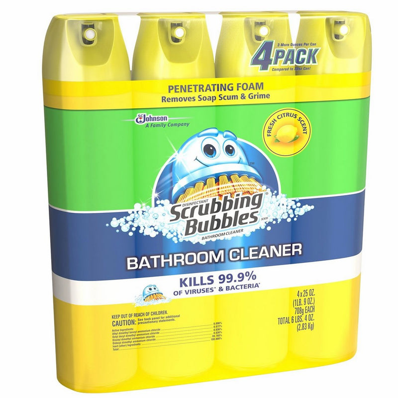 Scrubbing Bubbles Lemon Foaming Bathroom Cleaner, 25 Ounce (Pack of 4)