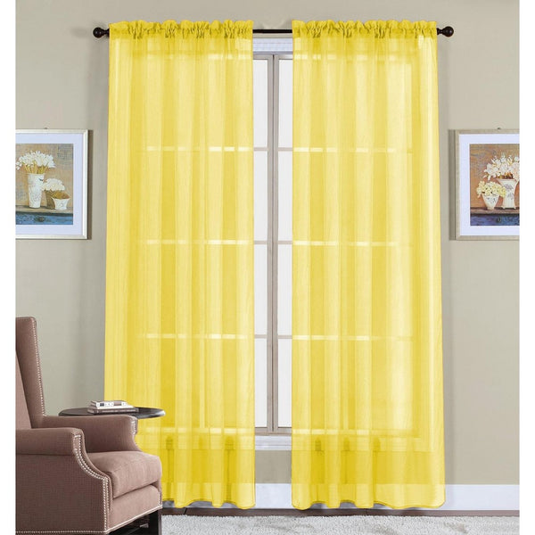 WPM 2 Piece Beautiful Sheer Window Elegance Curtains/drape/panels/treatment 60"w X 84"l (Bright Yellow)