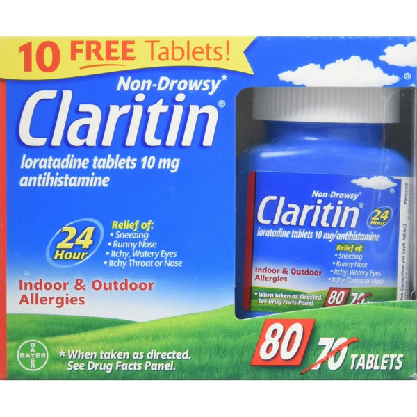 Claritin Non-Drowsy 24 hours indoor outdoor Allergies 80 Tablets