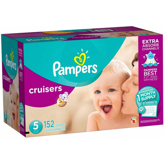 Pampers Cruisers Diapers, Size 5, One Month Supply, 152 Count