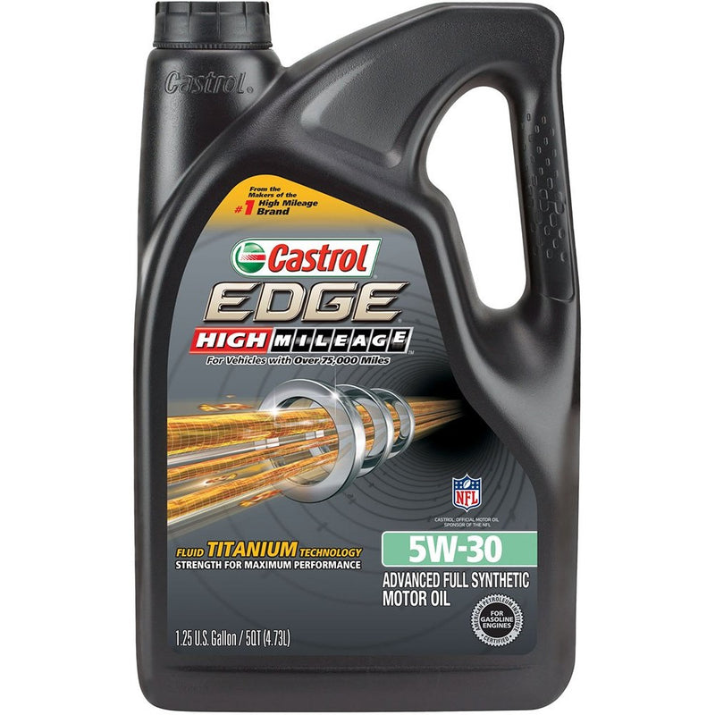 Castrol 03128C EDGE High Mileage 5W-30 Advanced Full Synthetic Motor Oil, 5 quart