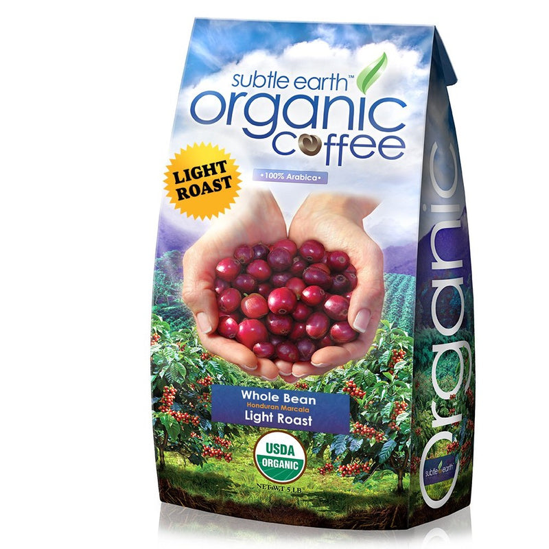 5LB Cafe Don Pablo Subtle Earth Organic Gourmet Coffee - Light Roast - Whole Bean Coffee - USDA Certified Organic - 100% Arabica, 5 Pound