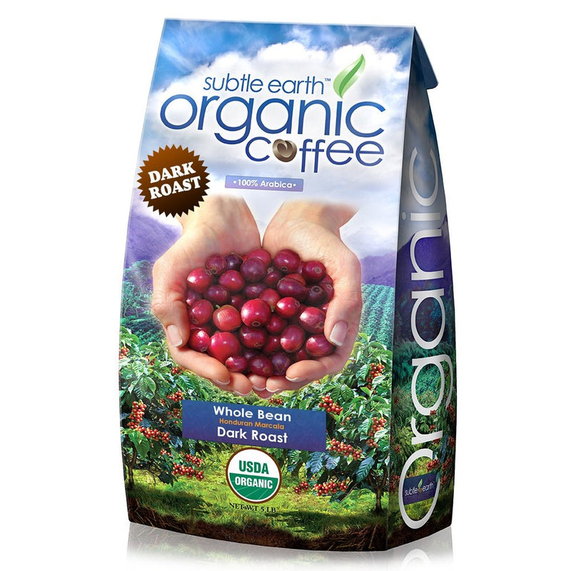 5LB Cafe Don Pablo Subtle Earth Organic Gourmet Coffee - Dark Roast - Whole Bean Coffee - USDA Certified Organic - 100% Arabica, 5 Pound