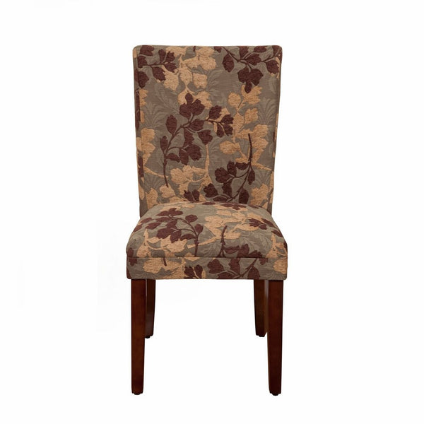 HomePop K1136-F975 Parsons Classic Pattern Dining Chair, Single Pack, Brown Sage Leaf