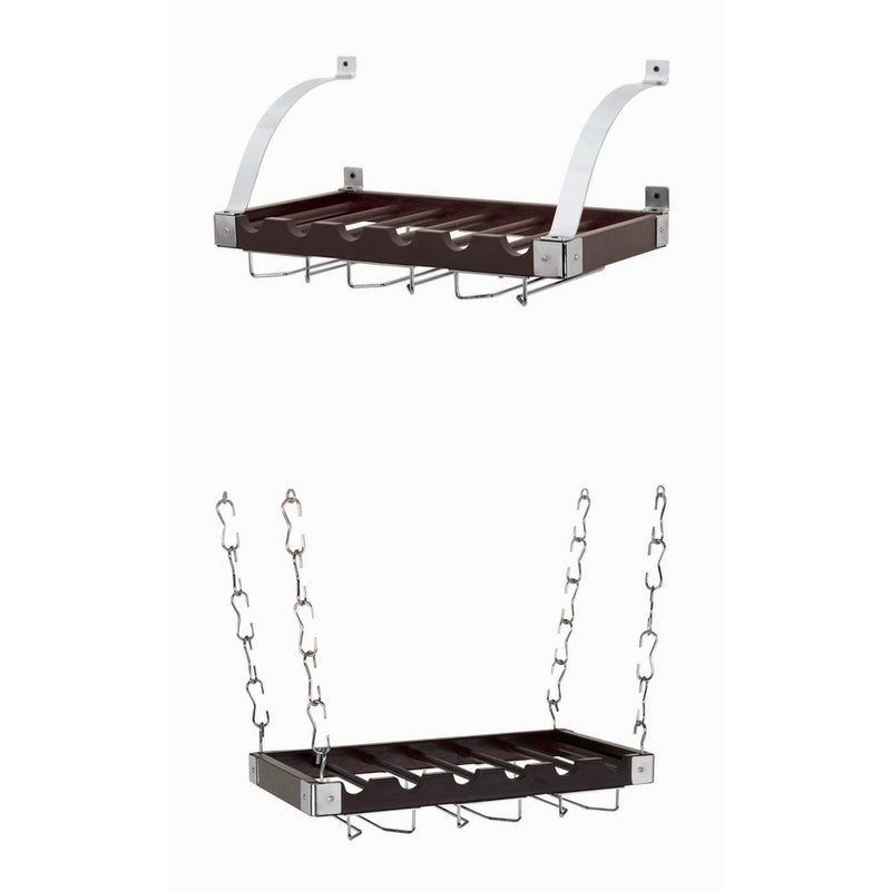 Concept Housewares WR-49526 Solid-Wood Ceiling/Wall-Mount Wine Rack, Espresso, 6 Bottle