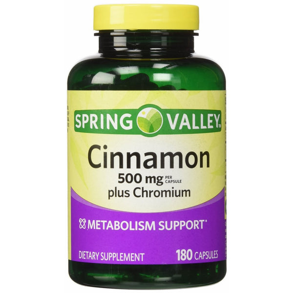 Spring Valley - Cinnamon 500mg Plus Chromium, Twin Pack, 2 Bottles of 180 Capsules