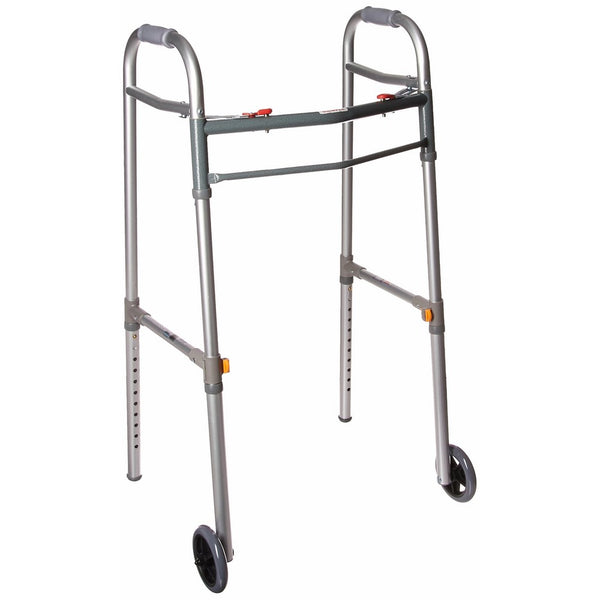 Drive Medical Two Button Folding Universal Walker with 5" Wheels