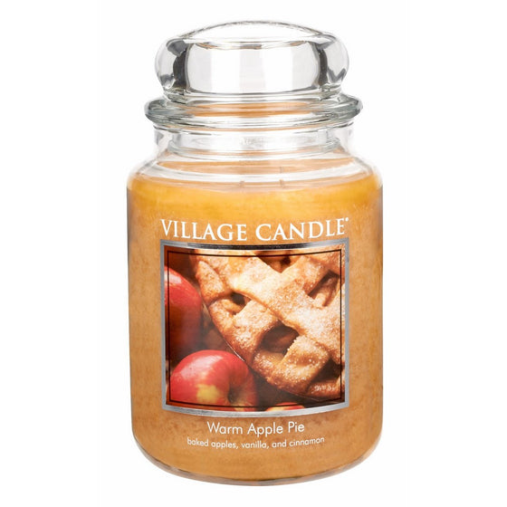 Village Candle Warm Apple Pie 26 oz Glass Jar Scented Candle, Large