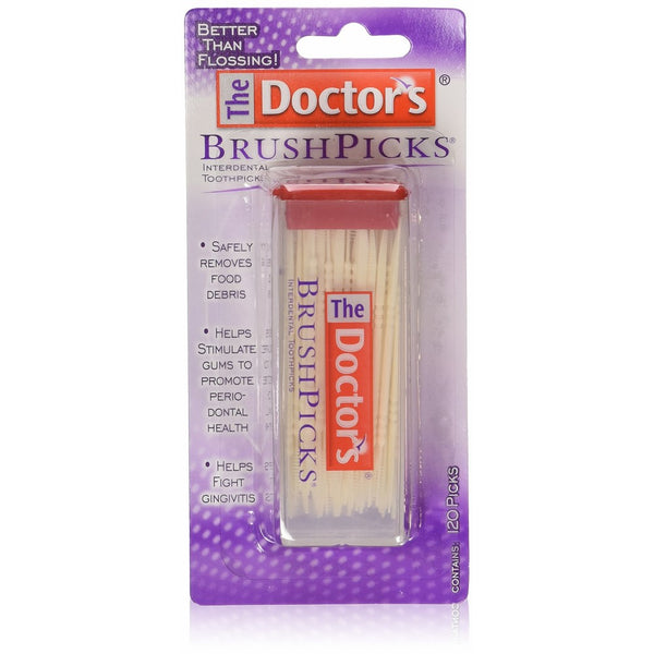 The Doctor's BrushPicks Interdental Toothpicks | 120-Picks per pack | (6-Pack)