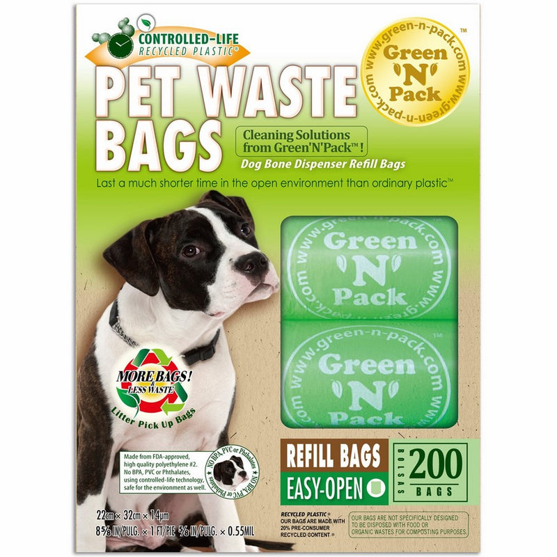 Green N Pack Dog-Waste Refill Bags, Compact Refill Packs, 200 Bags, 10 Rolls (More Bags & Less Waste)" not "200 Bags in a Re-closable Box, (10 Rolls)