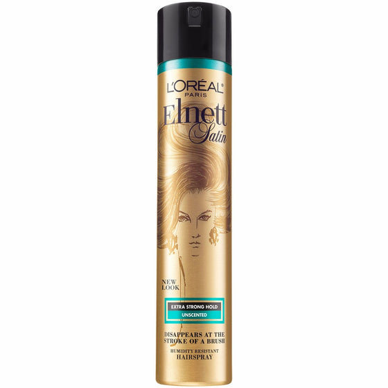 L'Oreal Paris Elnett Satin Hairspray, Extra Strong Hold, Unscented, 11 oz. (Packaging May Vary)