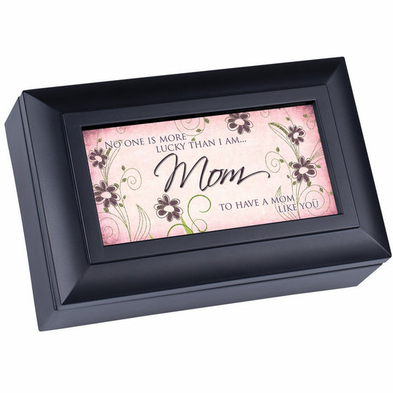 Cottage Garden Mom Matte Black Petite Music Box/Jewelry Box Plays Wonderful World