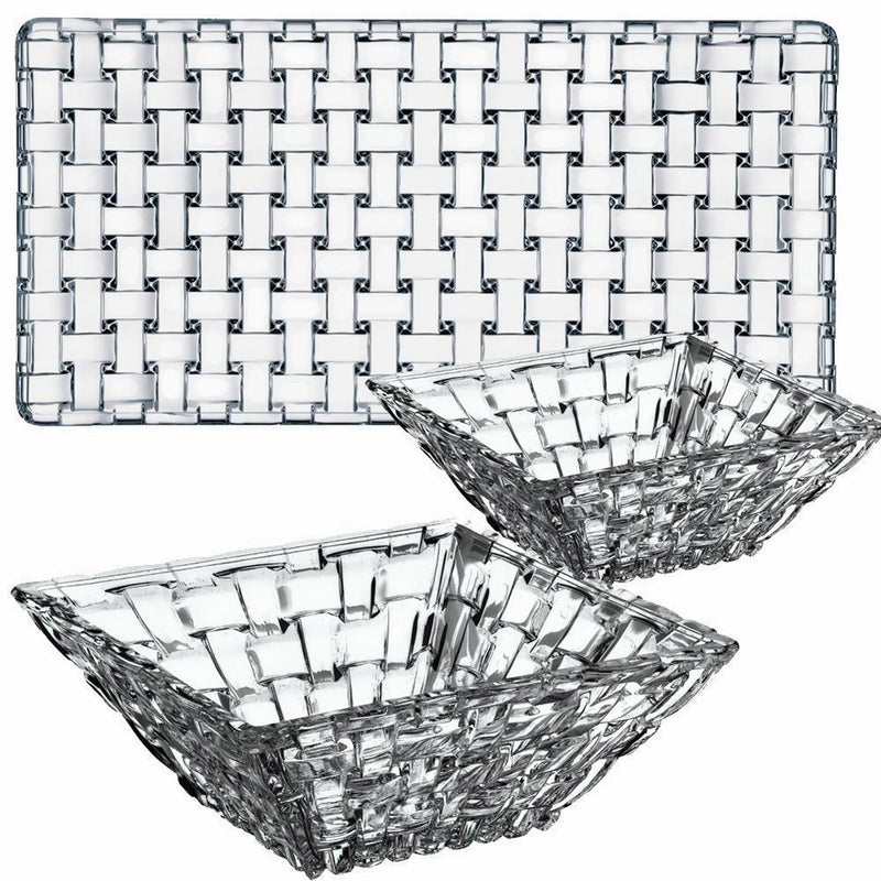 Nachtmann - The Life Style Division of Riedel Glass Works Nachtmann Dancing Stars Bossa Nova Value Pack with 1-Rectangular Plate & 2-Square Condiment Bowls