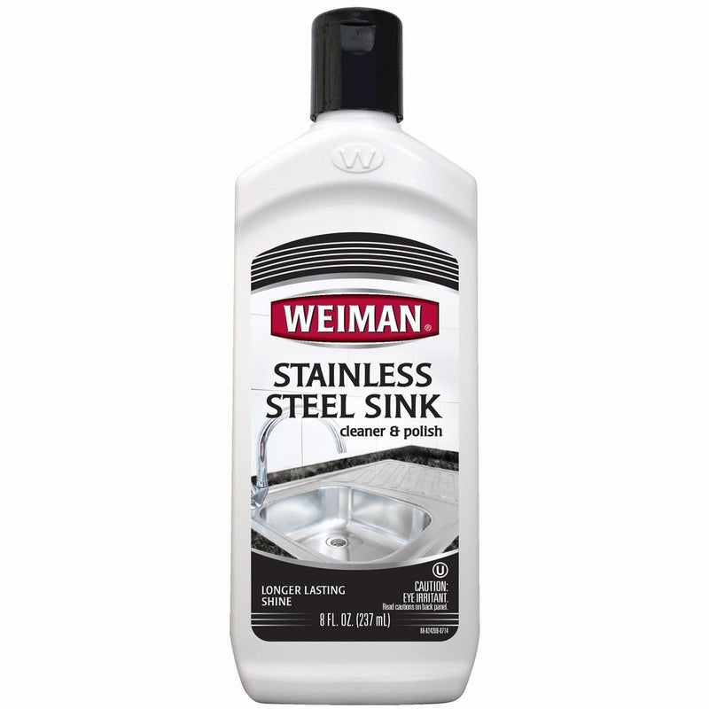 Weiman Stainless Steel Sink Cleaner and Polish - Non-abrasive Formula Gently Restores Luster and Shine to Appliances - Removes Tough Stains While Leaving a Protective Coating Behind - 8 Fluid Ounces