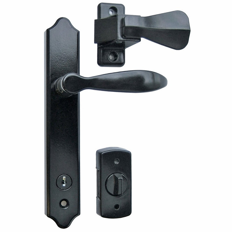 Ideal Security ML Lever Set for Storm and Screen Doors, With Keyed Deadbolt, Black