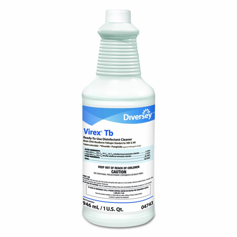 Diversey Virex TB Disinfectant Cleaner - Lemon Scent, 32 oz Spray Bottle (12 Pack)