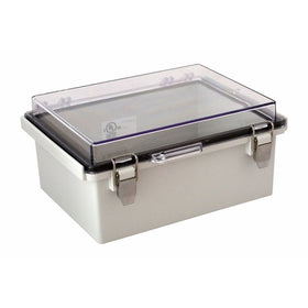 BUD Industries PTQ-11048-C Pc Hinged Enclosure – Electrical Enclosure with 10 Percent Fiberglass, Grey Clear Cover Ip67 for Electrical Applications. Metal Enclosures