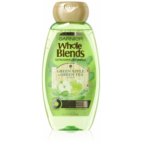 Garnier Whole Blends Shampoo with Green Apple & Green Tea Extracts, Normal Hair, 12.5 fl. oz.