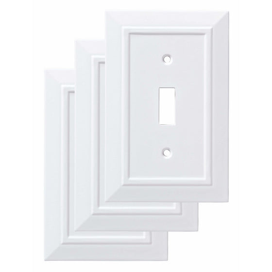 Franklin Brass W35241V-PW-C Classic Architecture Single Switch Wall Plate/Switch Plate/Cover, White, 3-Pack