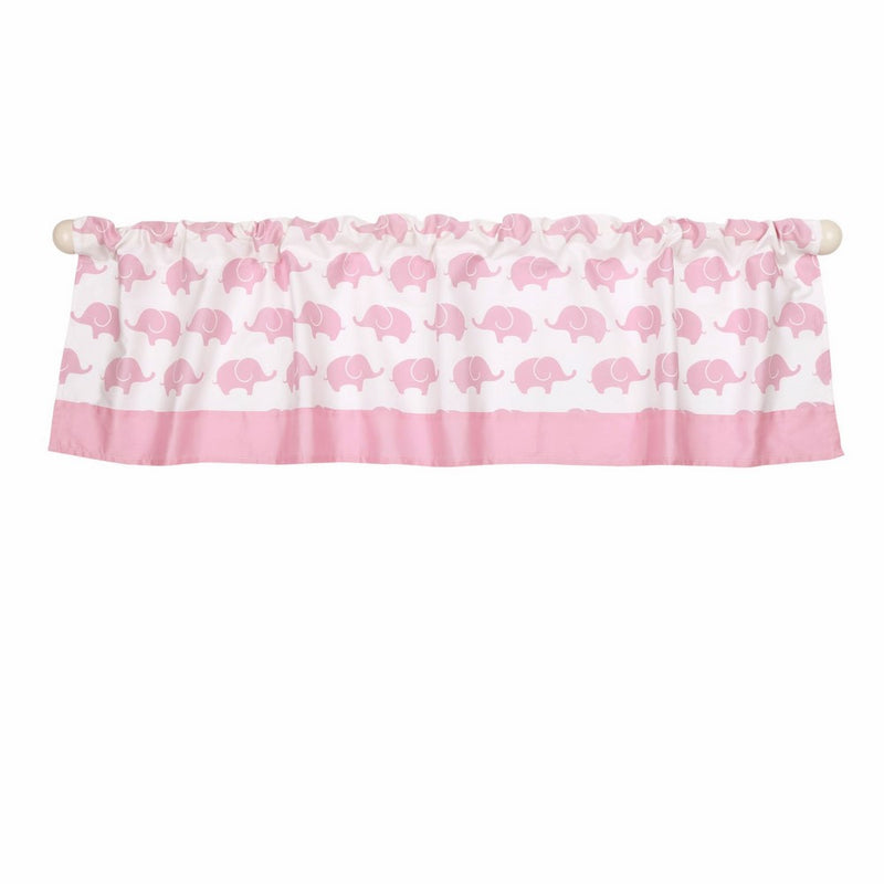 Pink Elephant Print Window Valance by The Peanut Shell - 100% Cotton Sateen