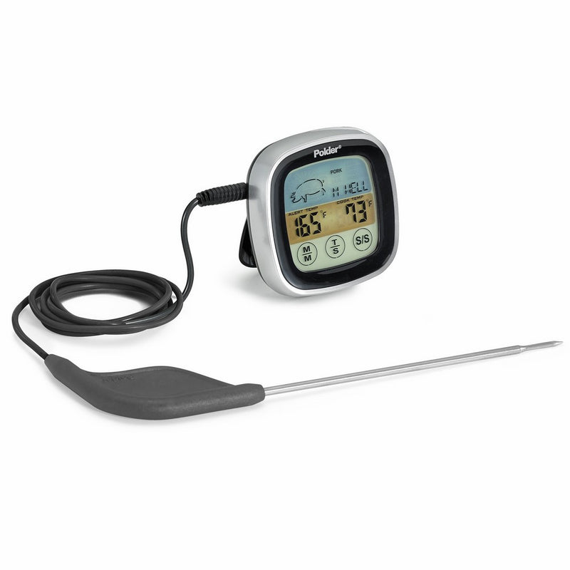 Polder THM-309-95 Accu-Touch In-Oven Thermometer & Timer with Ultra Probe, Touch Screen Control, 8 USDA Safe Temperature Presets, Black