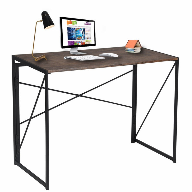 Writing Computer Desk Modern Simple Study Desk Industrial Style Folding Laptop Table for Home Office Brown Notebook Desk