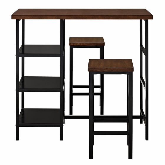 Dorel Living DL7695 Cosmo 3-Piece Metal Pub Set With Wood Top, Dark Mahogany