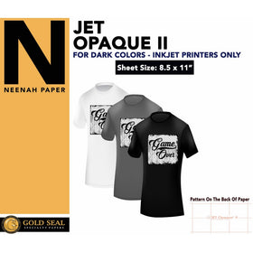 IRON ON HEAT TRANSFER PAPER JET OPAQUE II 8.5 x 11 CUSTOM PACK 25 SHEETS
