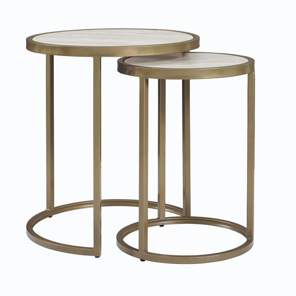 Dorel Living Moriah Nesting Tables, Soft Brass, Faux Marble