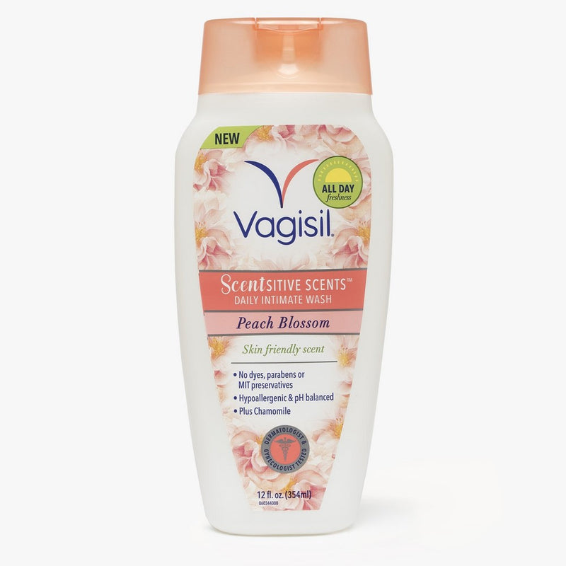 Vagisil Scentsitive Scents Plus Daily Feminine Intimate Vaginal Wash, Peach Blossom, 12 Fluid Ounce