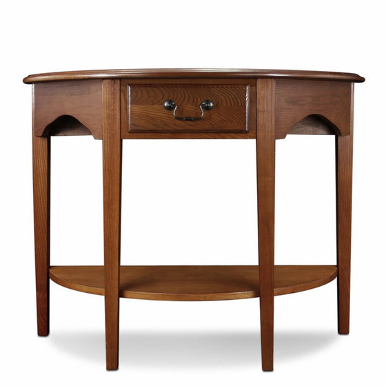 Leick Demilune Hall Console Table, Medium Oak