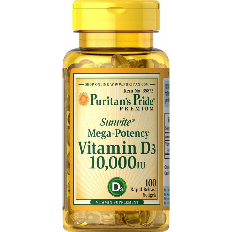 Puritans Pride Vitamin D3 10,000 IU, 100 Count