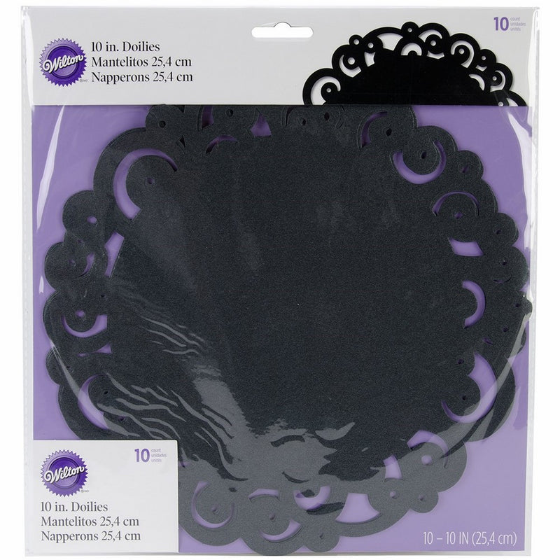 Wilton Black Swirl 10-Inch Cake Doilies, 10 Count