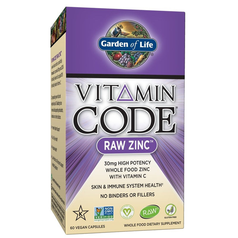 Garden of Life Zinc Vitamin - Vitamin Code Raw Zinc Whole Food Supplement with Vitamin C, Vegan, 60 Capsules