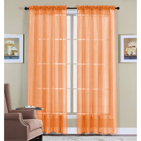 WPM 2 Piece Beautiful Sheer Window Elegance Curtains/drape/panels/treatment 60"w X 84"l (Orange)