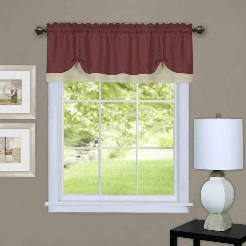 Achim Home Furnishings Darcy Window Curtain Valance, 58" x 14", Marsala & Tan