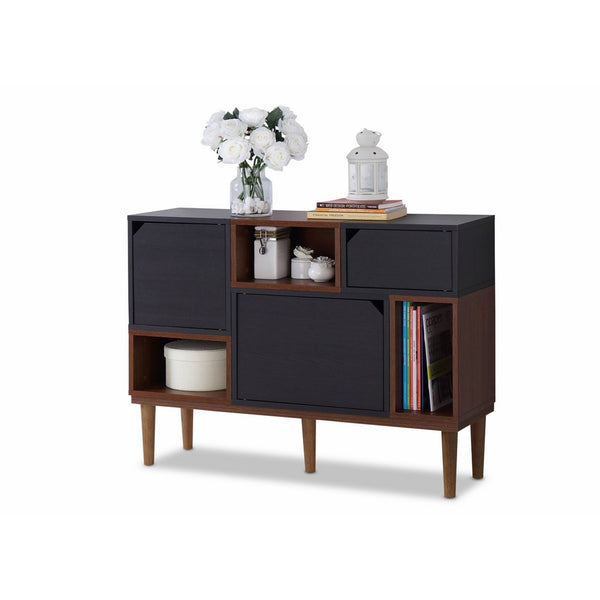 Baxton Furniture Studios Anderson Mid-Century Retro Modern Oak and Wood Sideboard Storage, Espresso