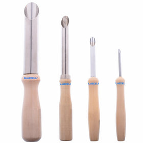BCP Pack of 4 Stainless Steel and Wood Circular Clay Hole Cutters for Pottery and Sculpture