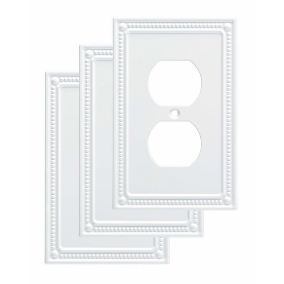 Franklin Brass W35059V-PW-C Classic Beaded Single Duplex Wall Plate/Switch Plate/Cover (3 Pack), White