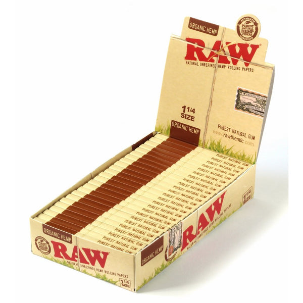 Raw Unrefined Organic 1.25 1 1/4 Size Cigarette Rolling Papers Full Box Of 24 Packs