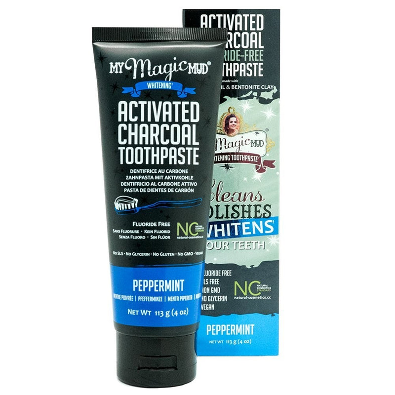 My Magic Mud Activated Charcoal Toothpaste, All Natural Whitening Toothpaste, Detoxifying Oral Care, Peppermint, 4 oz.