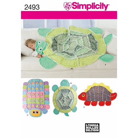 Simplicity Sewing Pattern 2493 Kids Rag Quilts Caterpillar, Turtle, Dinosaur by Longia Miller Designs, One Size