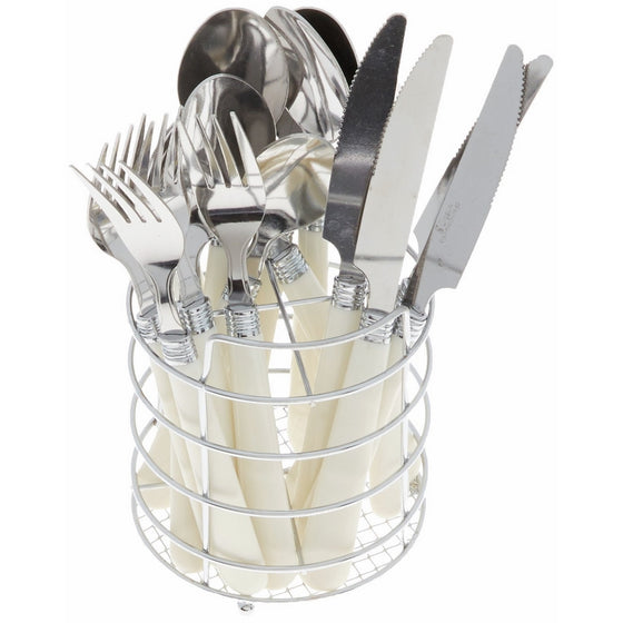 Gibson Sensations Stainless Steel 16-Piece Flatware Set, White