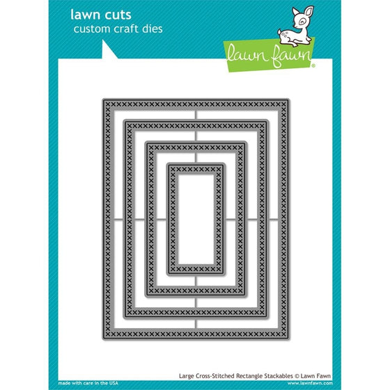 Lawn Fawn Lawn Cuts Custom Craft Die - Large Cross-Stitched Rectangle Stackables (LF1178)