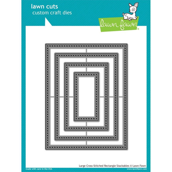 Lawn Fawn Lawn Cuts Custom Craft Die - Large Cross-Stitched Rectangle Stackables (LF1178)