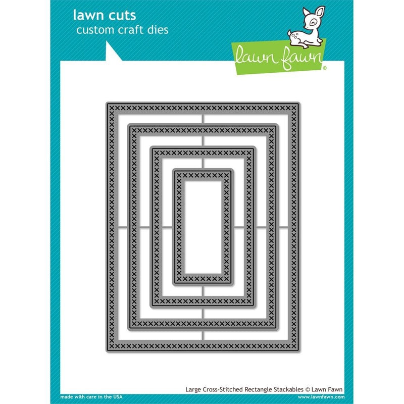 Lawn Fawn Lawn Cuts Custom Craft Die - Large Cross-Stitched Rectangle Stackables (LF1178)
