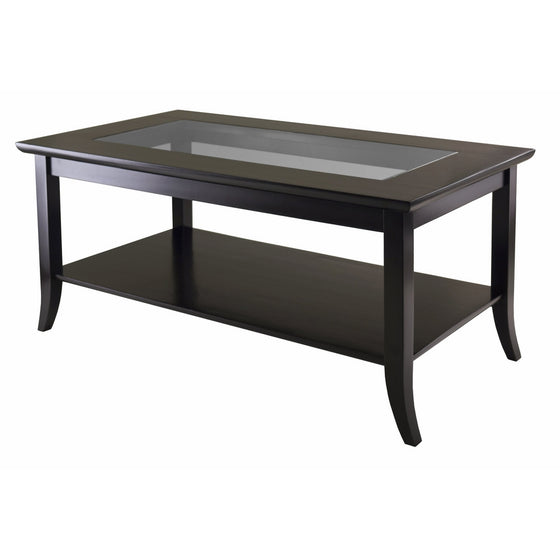 Winsome Genoa Rectangular Coffee Table with Glass Top And Shelf